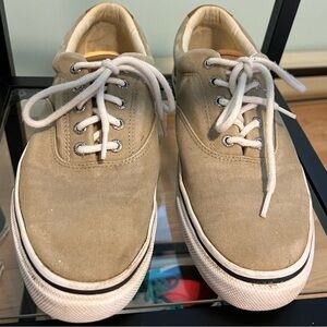 Men’s Size 10 Sperry Top Sider Canvas Shoes - tan colour